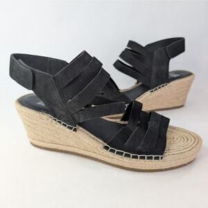 NEW Eileen Fisher Black Suede Largo Espadrille Sandals Size 10